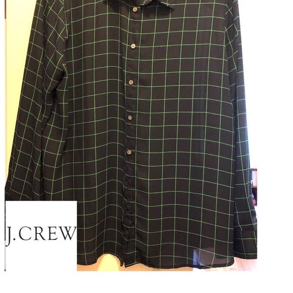 J. CREW NAVY GREEN WINDOW PANE SHIRT BUTTON UP NWOT - Picture 2 of 9